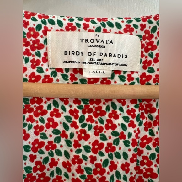 New! Trovata Birds of Paradis Camilla Dress Carmine Ditsy Mini Floral Red Green - Picture 4 of 15